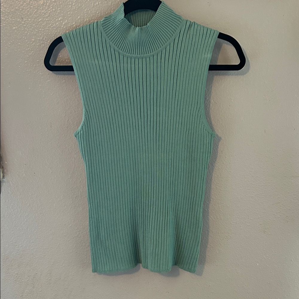 Elegant Mint Sleeveless Ribbed Tank Top